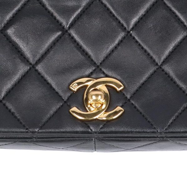 37253 9 Chanel Matelasse Single Flap Chain Shoulder Bag Black