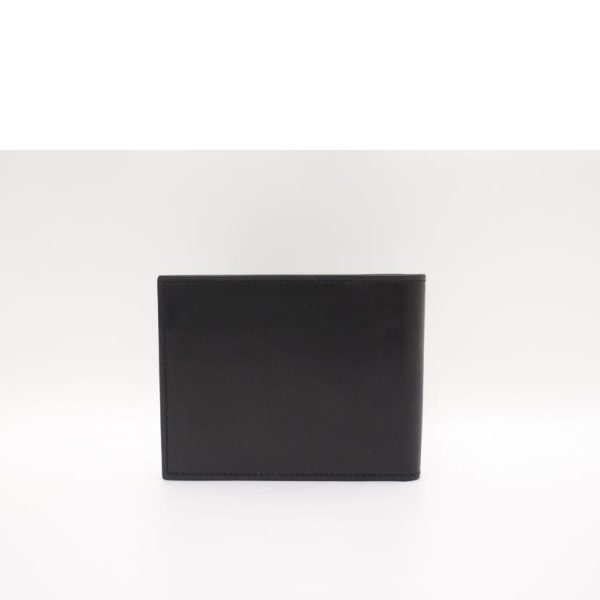 37288 2 Gucci Logo Plate Leather Bi Fold Wallet Black