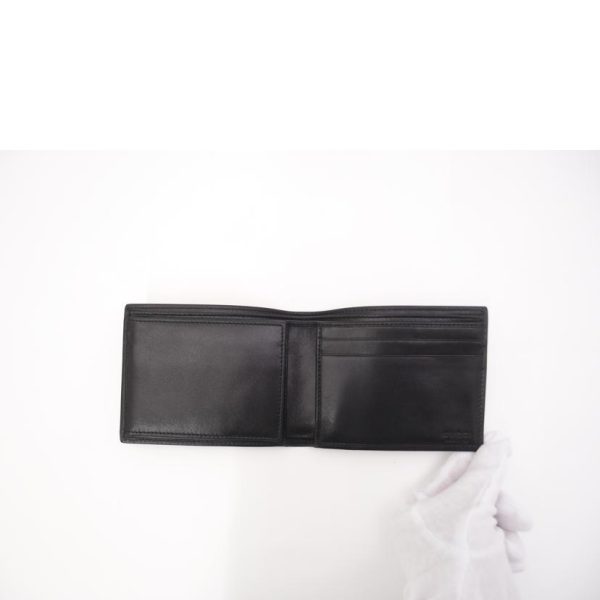 37288 4 Gucci Logo Plate Leather Bi Fold Wallet Black