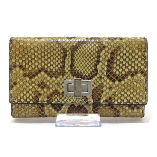 37294731 1 Fendi Long Wallet Python Beige Brown