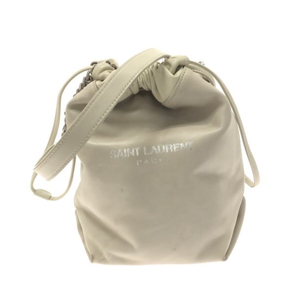 37295005 1 Saint Laurent Paris Teddy Drawstring Chain Shoulder Bag White