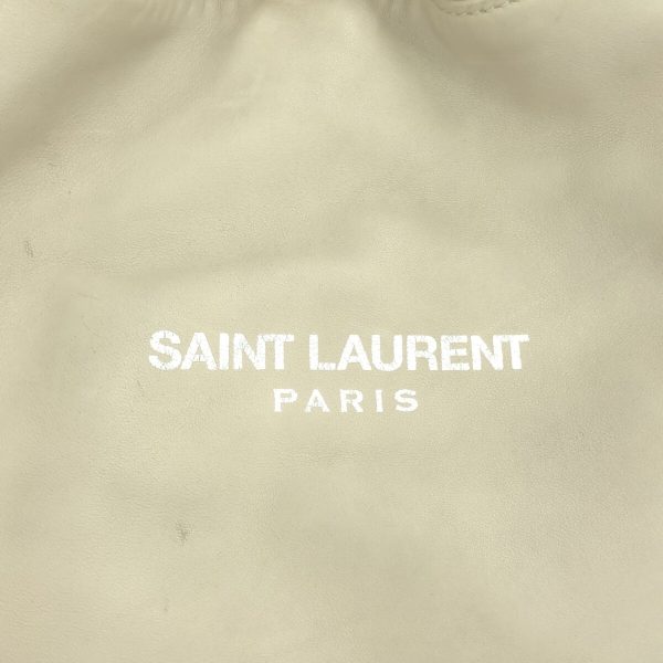 37295005 7 Saint Laurent Paris Teddy Drawstring Chain Shoulder Bag White