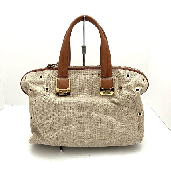 37300022 1 Fendi Handbag Linen Beige Brown