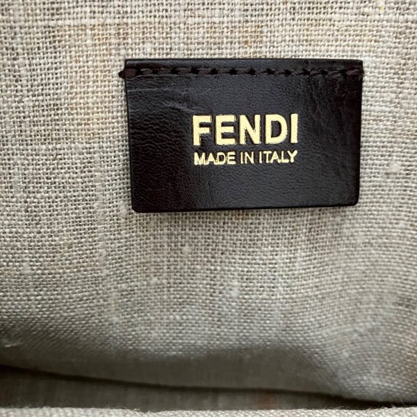 37300022 8 Fendi Handbag Linen Beige Brown