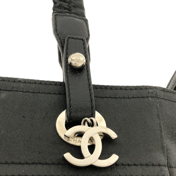 37303379 9 Chanel Paris Biarritz Pm Coated Canvas Leather Tote Bag Black