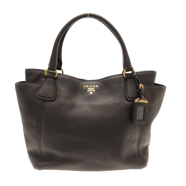 37306434 1 Prada Tote Bag Leather Dark Brown