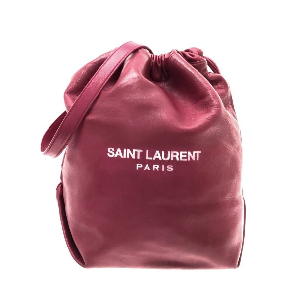 37306441 1 Saint Laurent Paris Teddy Leather Drawstring Type Chain Shoulder Bag Pink