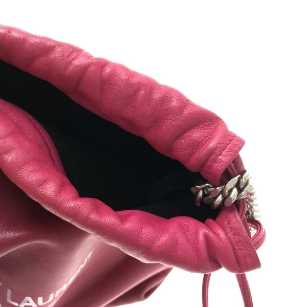 37306441 10 Saint Laurent Paris Teddy Leather Drawstring Type Chain Shoulder Bag Pink