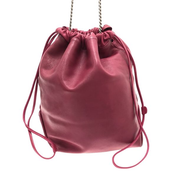 37306441 3 Saint Laurent Paris Teddy Leather Drawstring Type Chain Shoulder Bag Pink