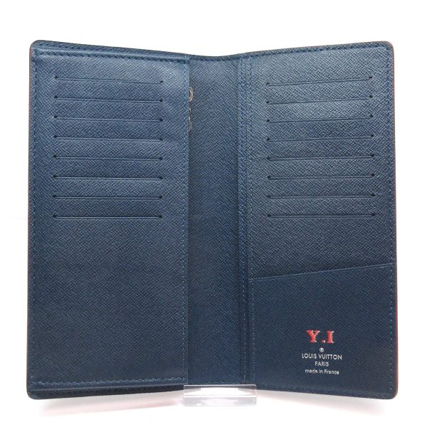 37312384 3 Louis Vuitton Portefeuille Brazza Leather Taiga Long Wallet Blue