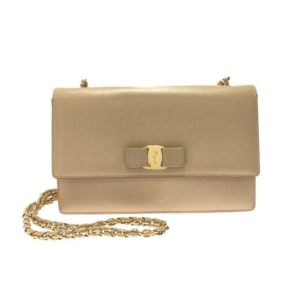 37312397 1 Salvatore Ferragamo Genie Vara Chain Shoulder Bag Beige