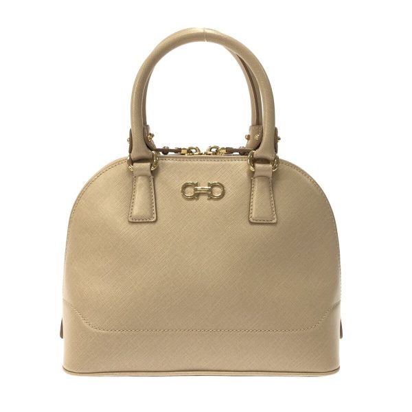 37312400 1 Salvatore Ferragamo Dalina Gancini Leather Handbag Beige