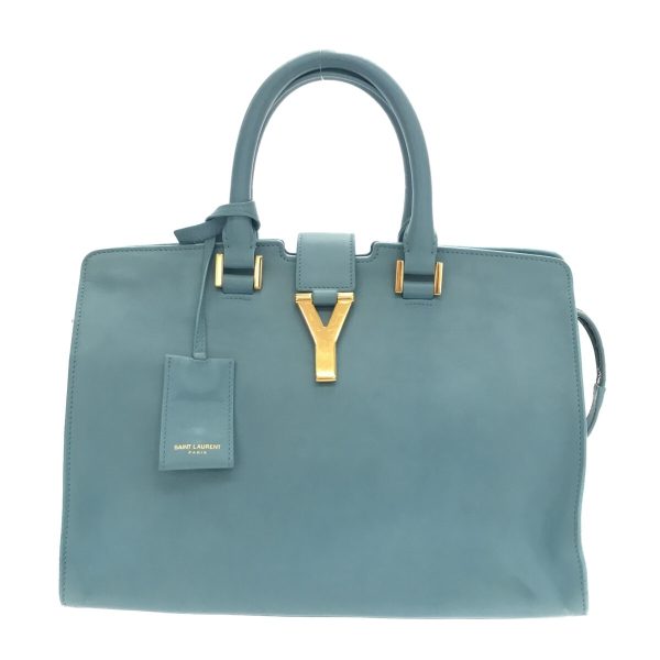 37312415 1 Saint Laurent Paris Petit Cabas Leather Handbag Blue