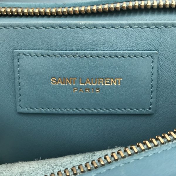 37312415 7 Saint Laurent Paris Petit Cabas Leather Handbag Blue