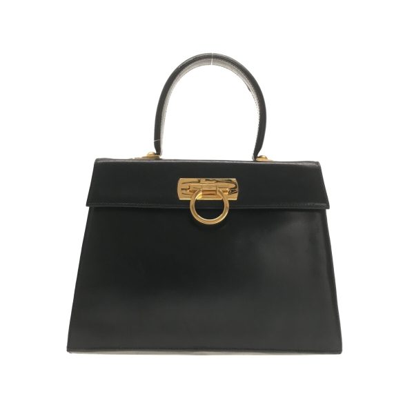 37312446 1 Salvatore Ferragamo Gancini Leather Handbag Black