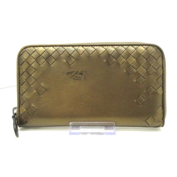 37320762 1 Bottega Veneta Intrecciato Round Zipper Wallet Bronze Leather