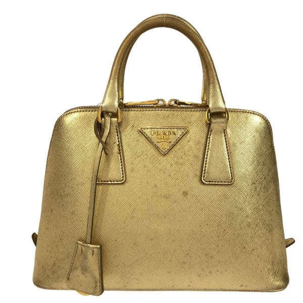 37347363 1 Prada Promenade Handbag Saffiano Leather Gold