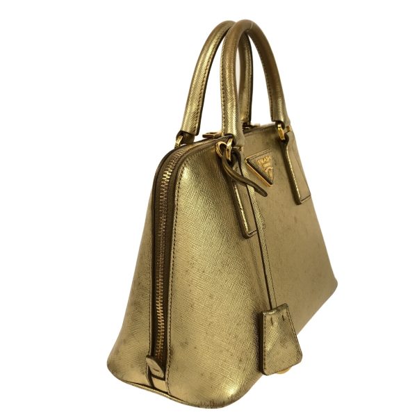 37347363 2 Prada Promenade Handbag Saffiano Leather Gold