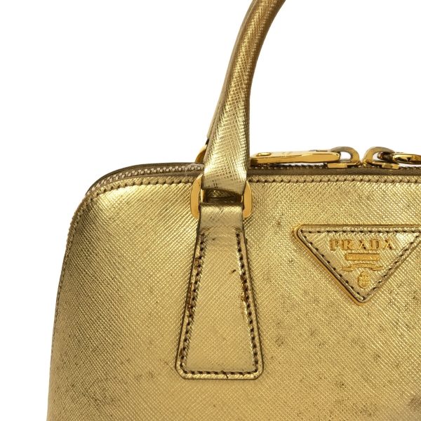 37347363 9 Prada Promenade Handbag Saffiano Leather Gold