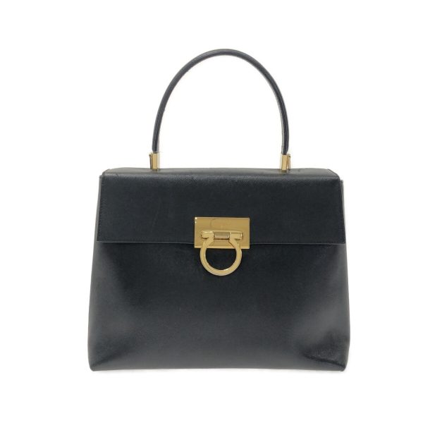 37357015 1 Salvatore Ferragamo Gancini Leather Handbag Black