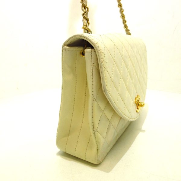 37364436 2 Chanel Single Flap Shoulder Bag Lambskin Ivory