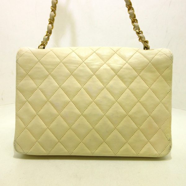 37364436 3 Chanel Single Flap Shoulder Bag Lambskin Ivory