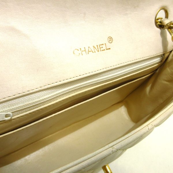 37364436 6 Chanel Single Flap Shoulder Bag Lambskin Ivory