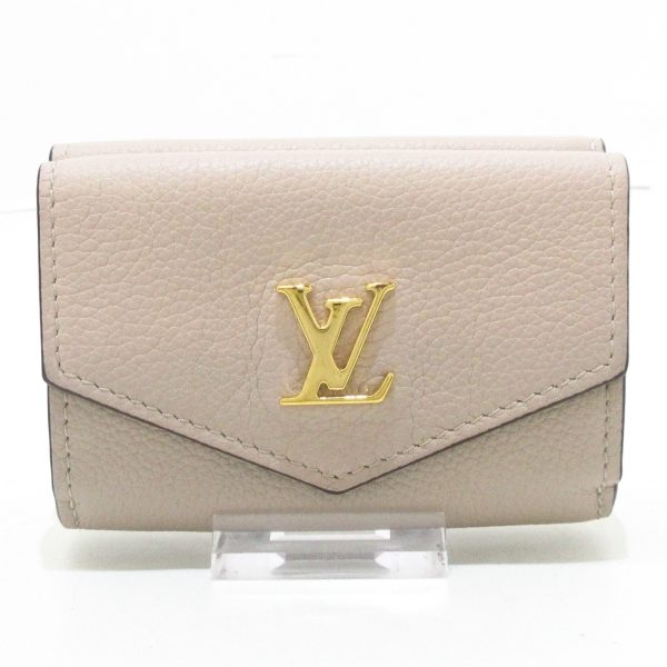 37365762 1 Louis Vuitton Portefeuille Lock Calf Leather Mini Trifold Wallet Greige