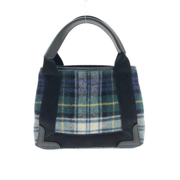 37365854 3 Balenciaga Navy Hippo Plaid Pattern Wool Leather Tote Bag Green