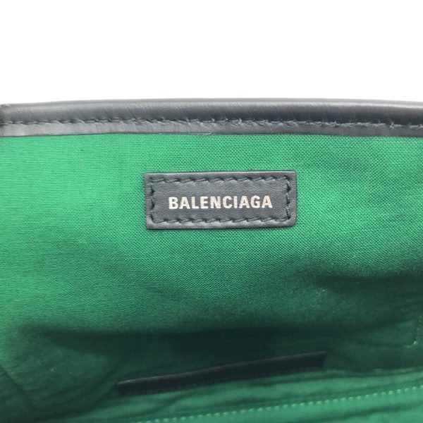 37365854 7 Balenciaga Navy Hippo Plaid Pattern Wool Leather Tote Bag Green