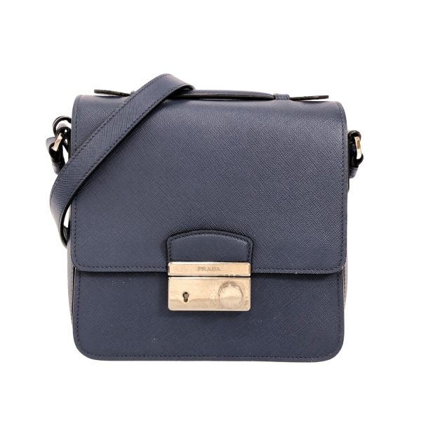 37391855 1 Prada Shoulder Bag Saffiano Leather Blue