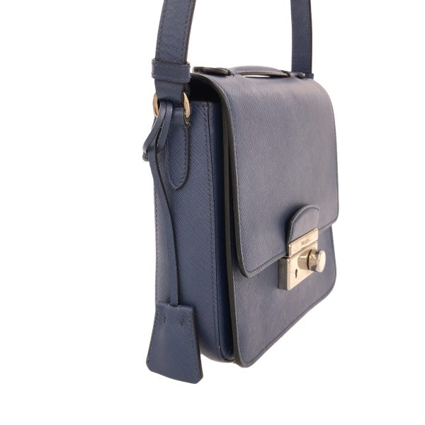 37391855 2 Prada Shoulder Bag Saffiano Leather Blue