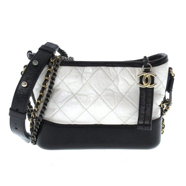 37393683 1 Chanel Small Hobo Shoulder Bag Calfskin White Black