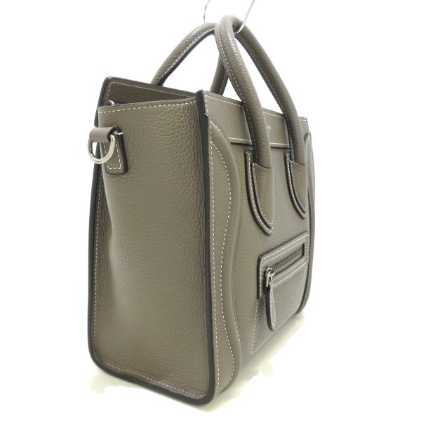 37394050 2 Celine Luggage Nano Shopper Drummed Calf Handbag Gray