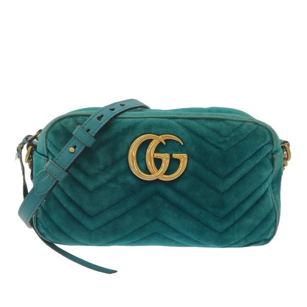 37394234 1 Gucci GG Marmont Shoulder Bag Green Velor