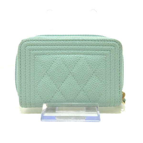 37395415 2 Chanel Boy Chanel Matelasse Coin Case Round Zipper Gold Hardware Caviar Skin Light Blue