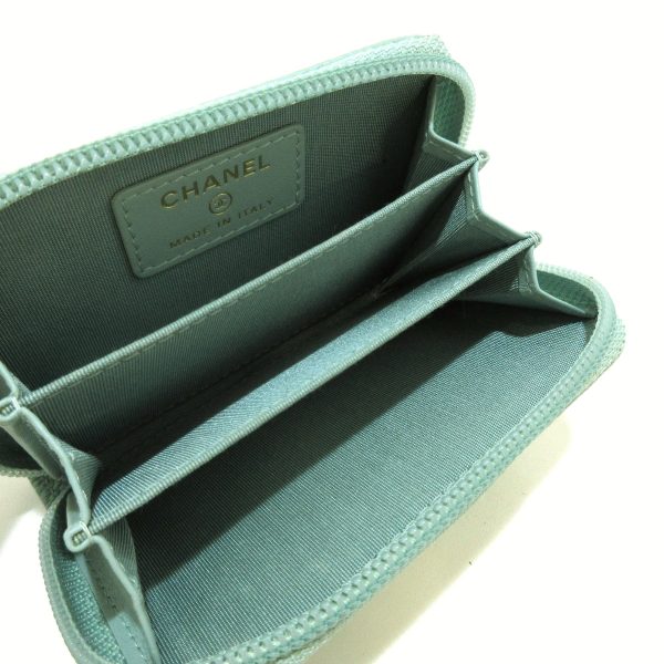 37395415 3 Chanel Boy Chanel Matelasse Coin Case Round Zipper Gold Hardware Caviar Skin Light Blue