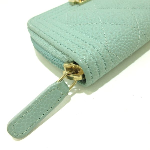 37395415 5 Chanel Boy Chanel Matelasse Coin Case Round Zipper Gold Hardware Caviar Skin Light Blue