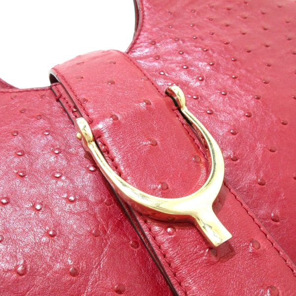 37397366 10 Gucci Stirrup Handbag Red Ostrich