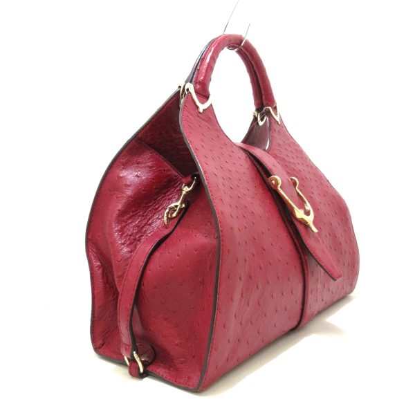 37397366 2 Gucci Stirrup Handbag Red Ostrich