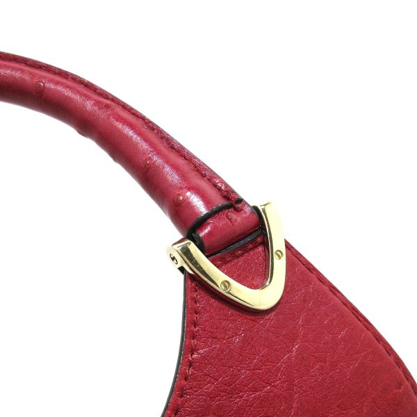 37397366 9 Gucci Stirrup Handbag Red Ostrich