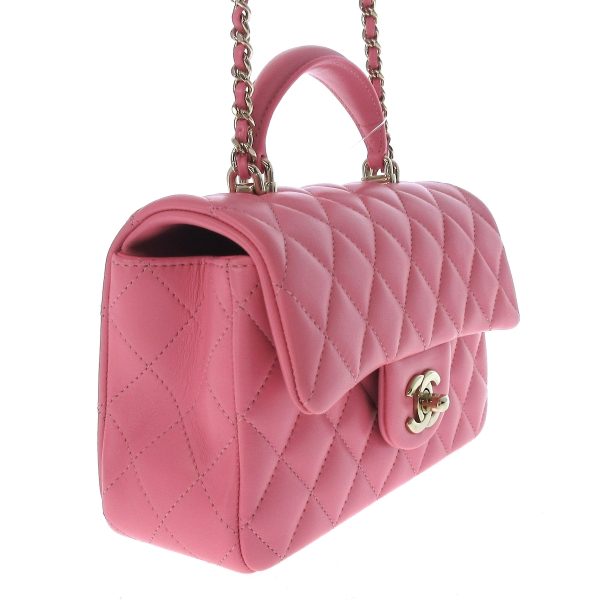 37397992 2 Chanel Top Handle Mini Handbag Lambskin Pink