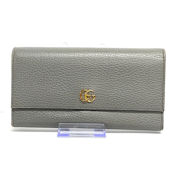 37412179 1 Gucci GG Marmont Long Wallet Gray Leather