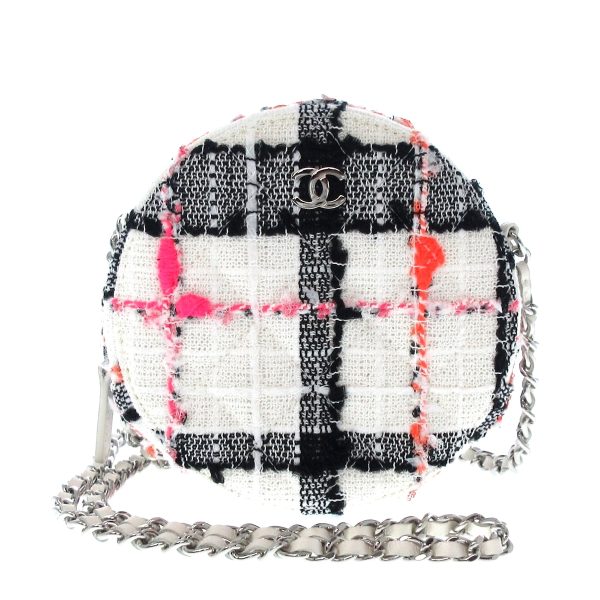 37414607 1 Chanel Mini Shoulder Bag Tweed White Pink