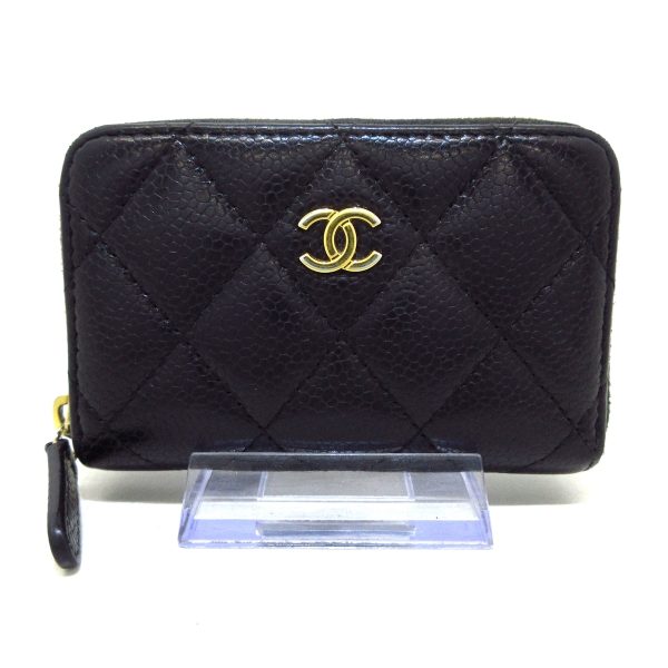 37414627 1 Chanel Classic Zip Coin Purse Matelasse Coin Case Round Zipper Gold Hardware Caviar Skin Black