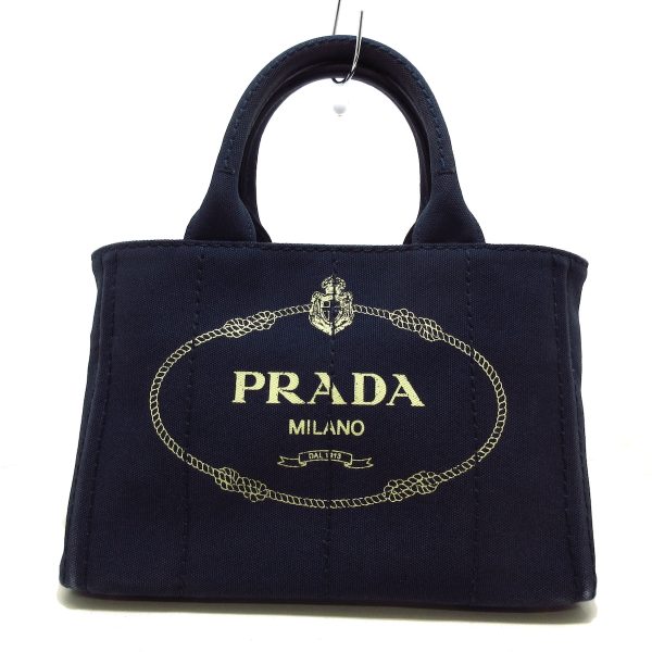 37415055 1 Prada Tote Bag Canvas Dark Navy White