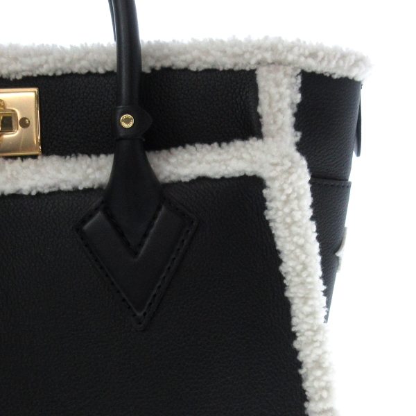 37416017 15 Louis Vuitton On My Side Shearling Grain Calf Leather Tote Bag Noir