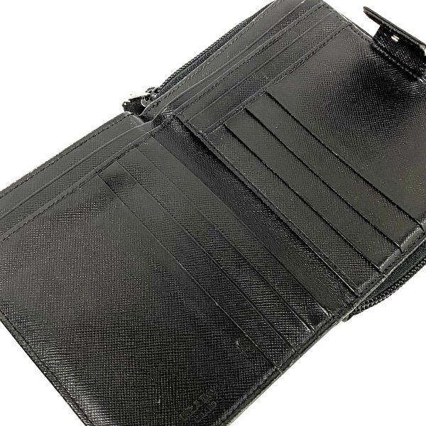 37416289 3 Prada Bifold Wallet Nylon Leather Black