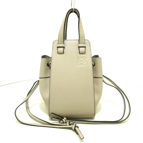 37418327 1 Loewe Hammock Drawstring Mini Handbag Leather Gray