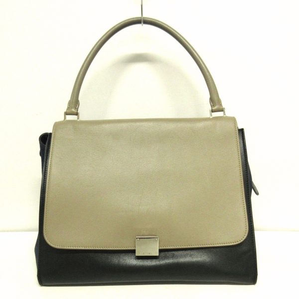 37456176 1 Celine Trapeze Large Leather Suede Handbag Gray